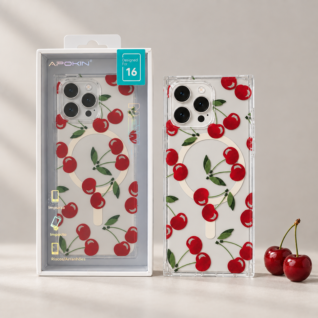 Cerises rectangulaire, coque avec emballage