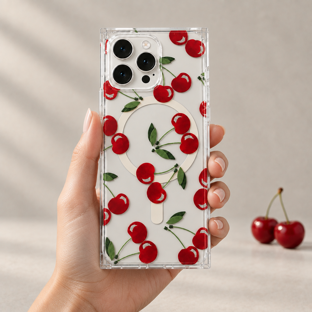 Cerises rectangulaire, vue en main