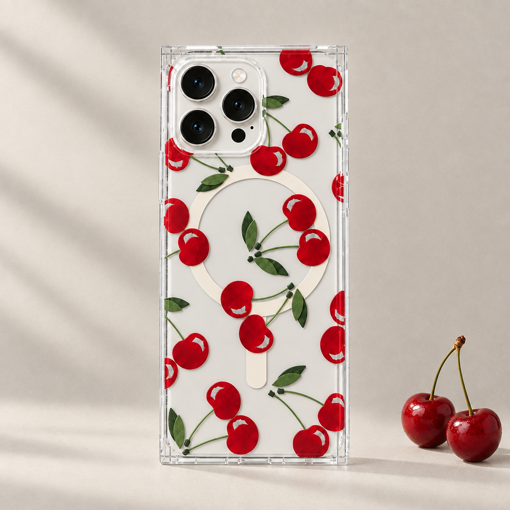 Cerises rectangulaire, vue à plat