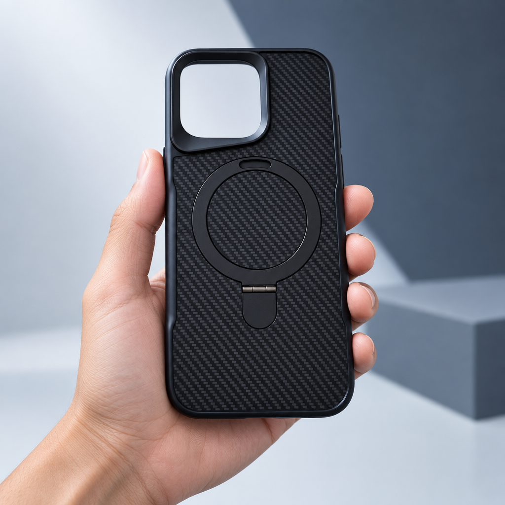 Coque carbone, tenue en main