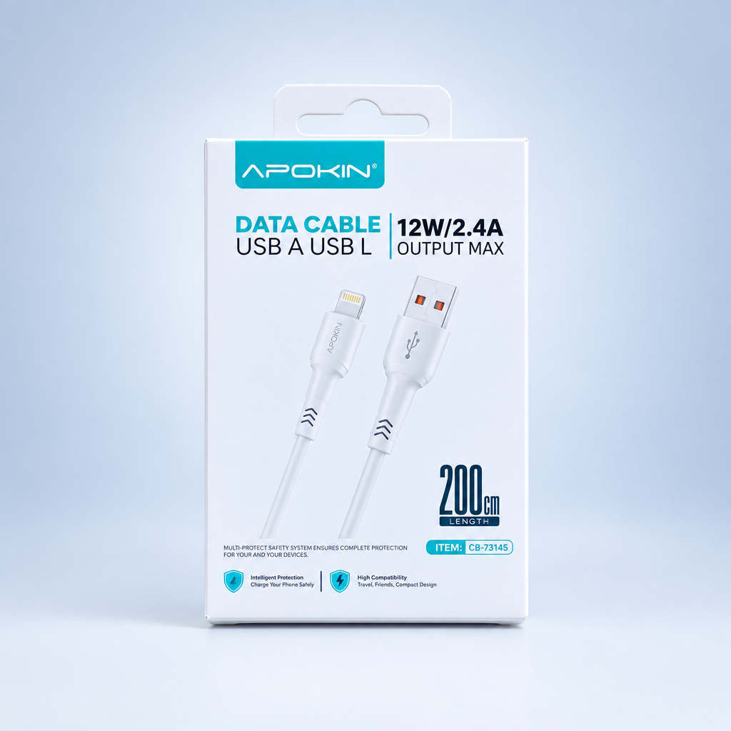 Câble USB-A vers Lightning APOKIN Data 12W, 200 cm