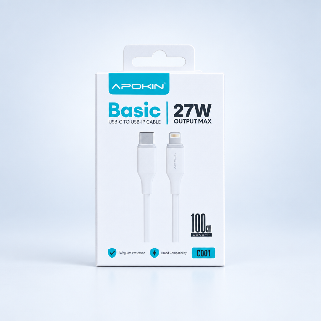 Câble USB-C vers Lightning APOKIN Basic 27W, 100 cm