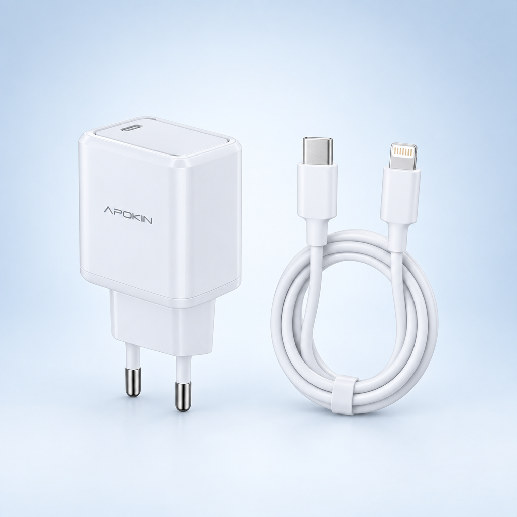 Chargeur rapide APOKIN PD20W avec câble USB-C vers Lightning