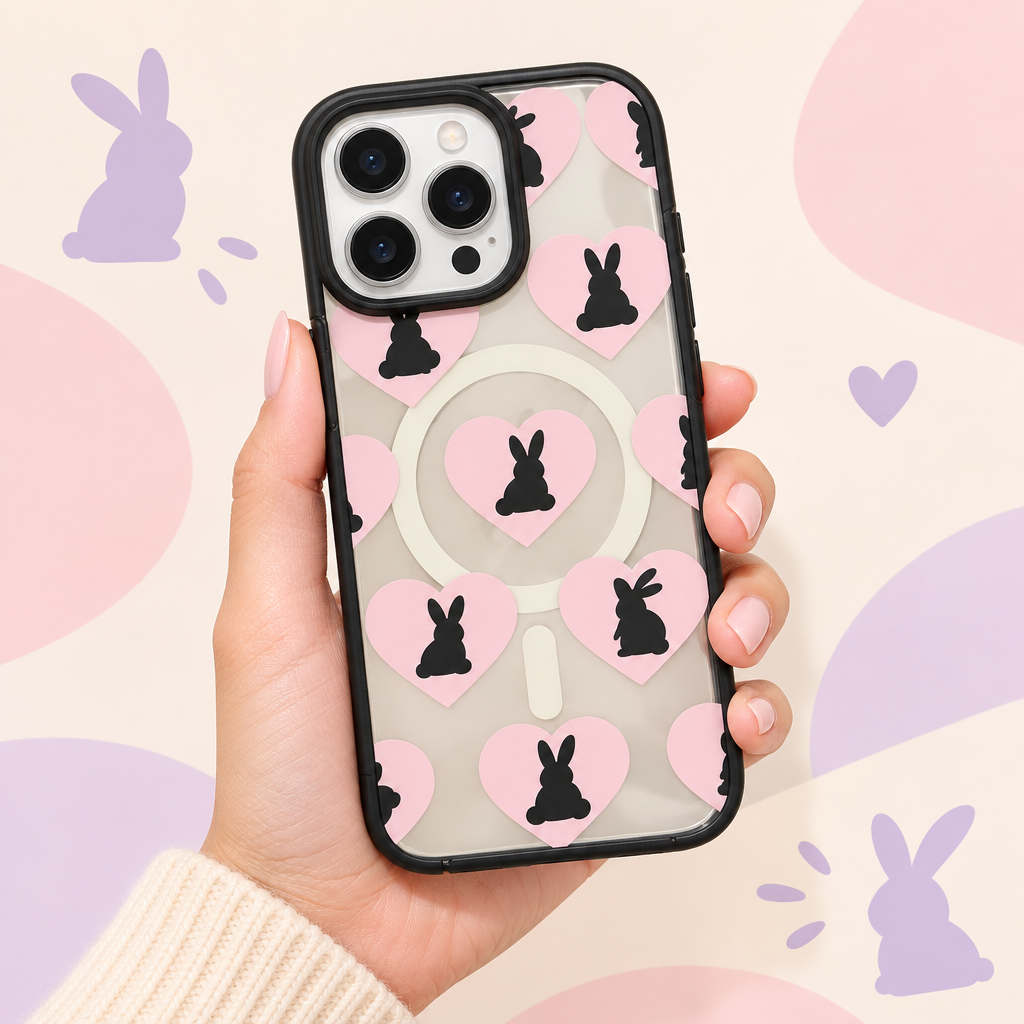 Lapins, coque tenue en main