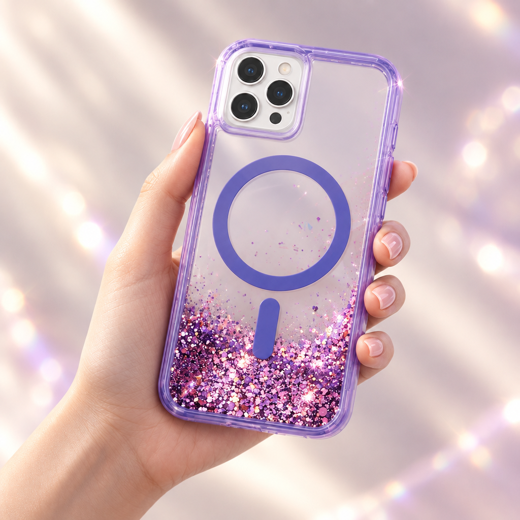 Lilas, coque en main avec lumière bijou renforcée