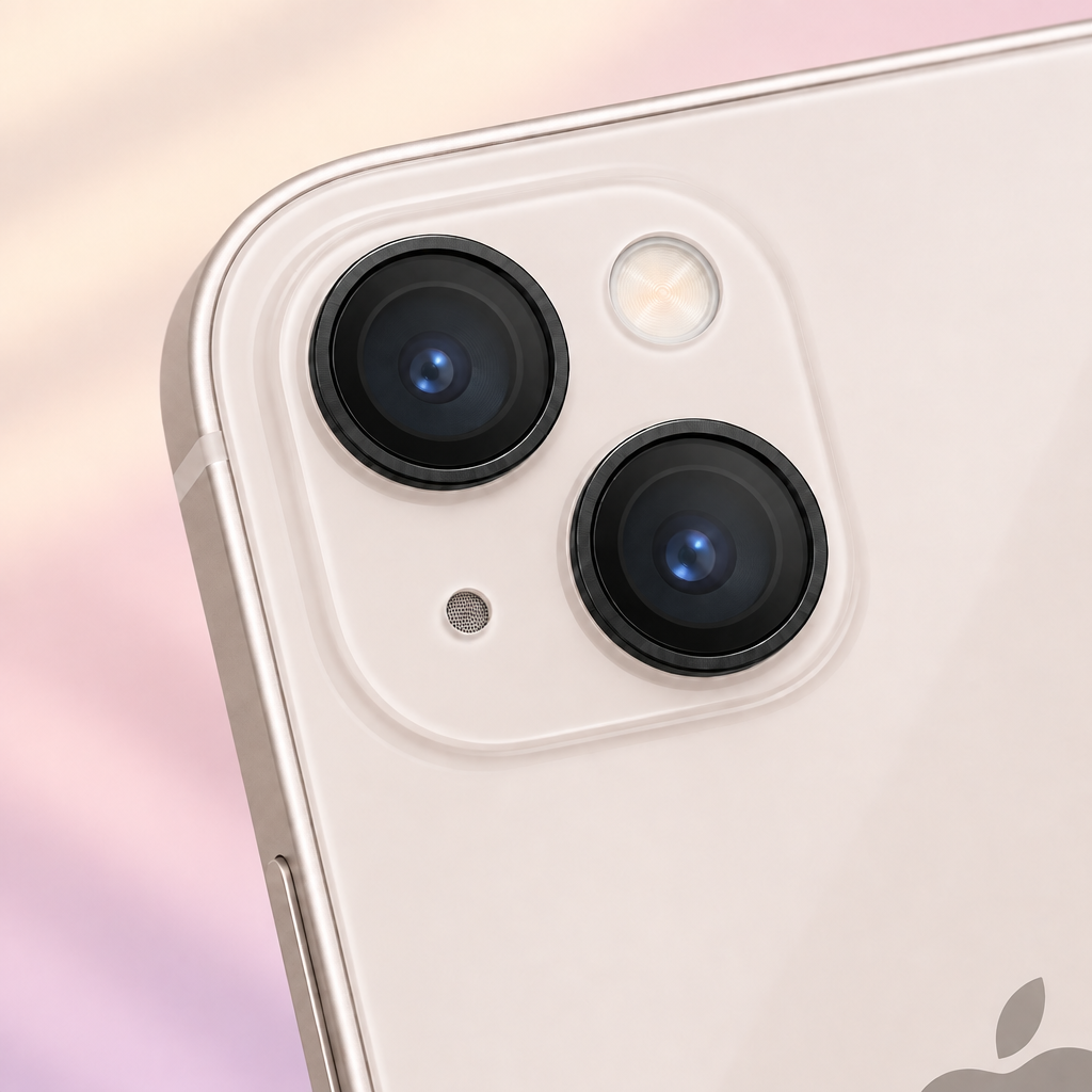 Protecteur sur iPhone avec fond crème et rose poudré