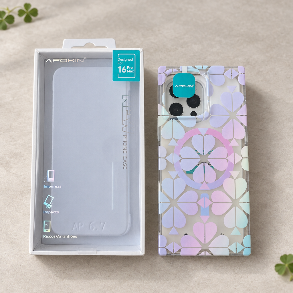 Trèfles multicolores, coque avec emballage